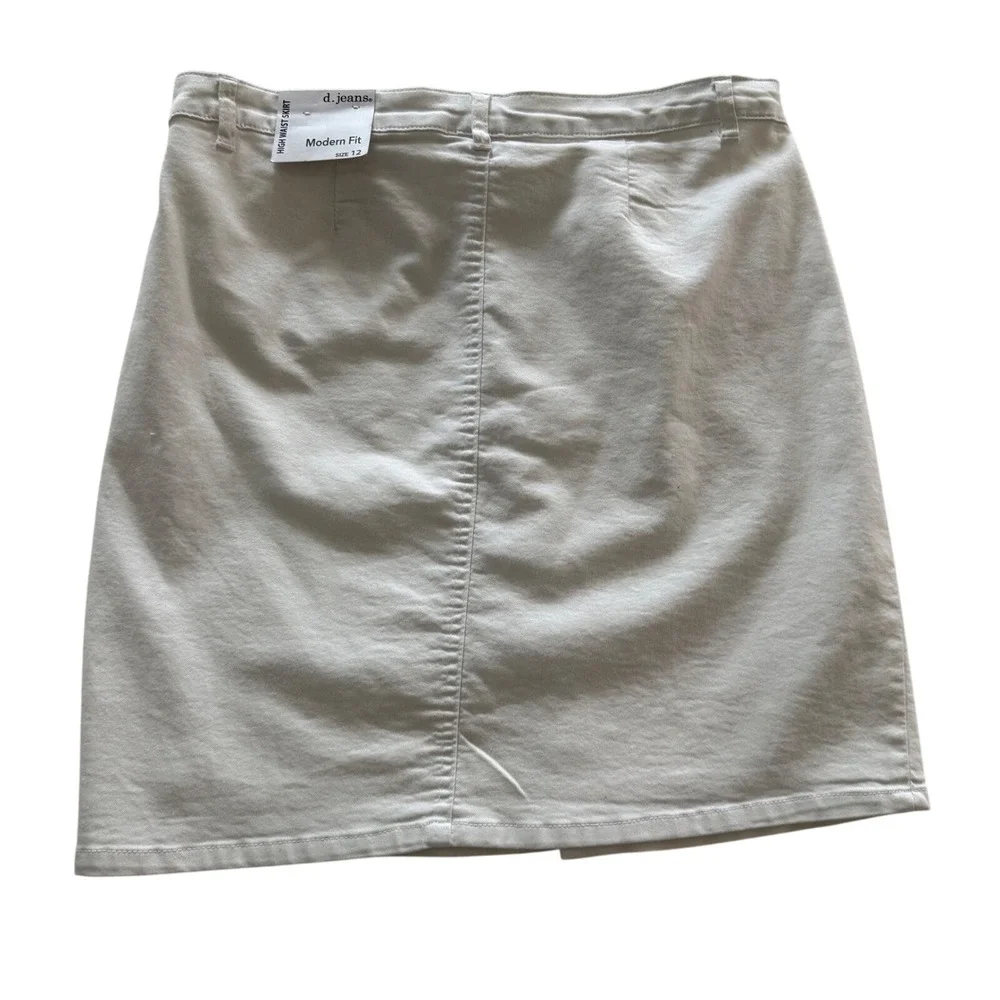 d.jeans White Button Front High Waist Pencil Skirt Modern Fit‎ Size 12 NWT